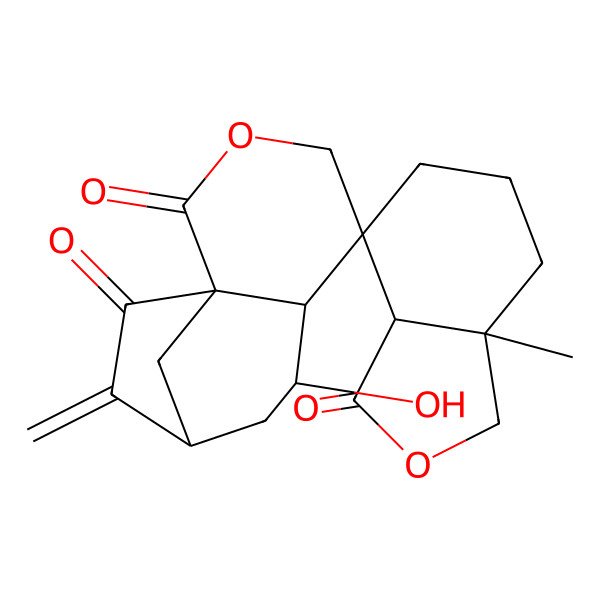 2D Structure of 7-hydroxy-3'a-methyl-10-methylidenespiro[3-oxatricyclo[7.2.1.01,6]dodecane-5,7'-4,5,6,7a-tetrahydro-3H-2-benzofuran]-1',2,11-trione