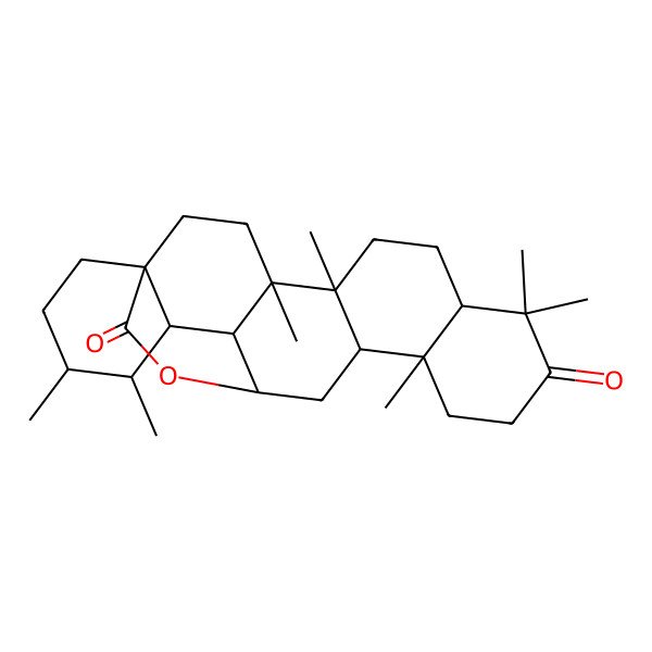 2D Structure of 4,5,9,9,13,19,20-Heptamethyl-24-oxahexacyclo[14.6.2.01,18.04,17.05,14.08,13]tetracosane-10,23-dione