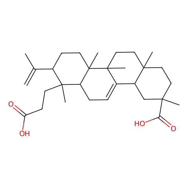 2D Structure of (3S,4aR,6aR,7R,8S,10aR,10bS,12aS)-7-(2-carboxyethyl)-3,7,10a,10b,12a-pentamethyl-8-prop-1-en-2-yl-2,4,4a,6,6a,8,9,10,11,12-decahydro-1H-chrysene-3-carboxylic acid