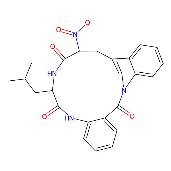 2D Structure of 11-(2-Methylpropyl)-14-nitro-1,9,12-triazatetracyclo[14.6.1.03,8.017,22]tricosa-3,5,7,16(23),17,19,21-heptaene-2,10,13-trione