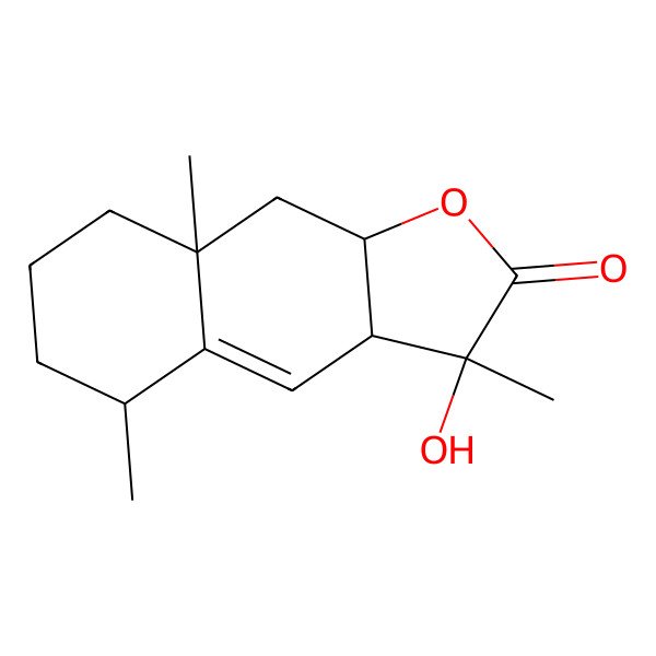 2D Structure of (3R,3aS,5S,8aR,9aR)-3-hydroxy-3,5,8a-trimethyl-5,6,7,8,9,9a-hexahydro-3aH-benzo[f][1]benzofuran-2-one