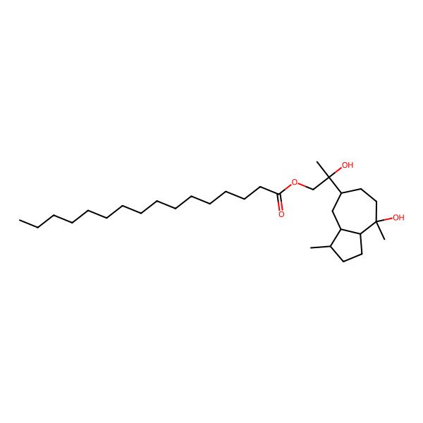 2D Structure of [2-hydroxy-2-(8-hydroxy-3,8-dimethyl-2,3,3a,4,5,6,7,8a-octahydro-1H-azulen-5-yl)propyl] hexadecanoate