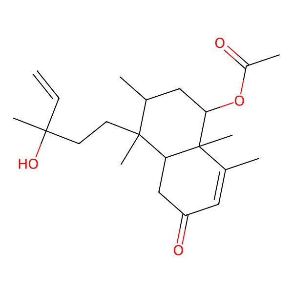 2D Structure of [4-(3-hydroxy-3-methylpent-4-enyl)-3,4,8,8a-tetramethyl-6-oxo-2,3,4a,5-tetrahydro-1H-naphthalen-1-yl] acetate