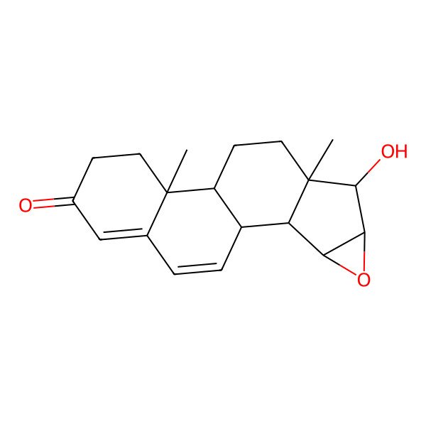 2D Structure of (1R,2S,3S,5R,6R,7S,10S,11R)-6-hydroxy-7,11-dimethyl-4-oxapentacyclo[8.8.0.02,7.03,5.011,16]octadeca-15,17-dien-14-one