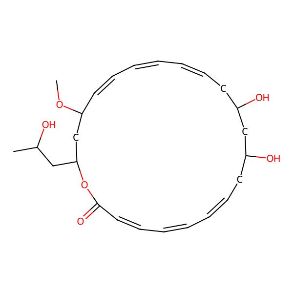 2D Structure of (3E,5E,7E,14E,16E)-10,12-dihydroxy-22-(2-hydroxypropyl)-20-methoxy-1-oxacyclodocosa-3,5,7,14,16,18-hexaen-2-one