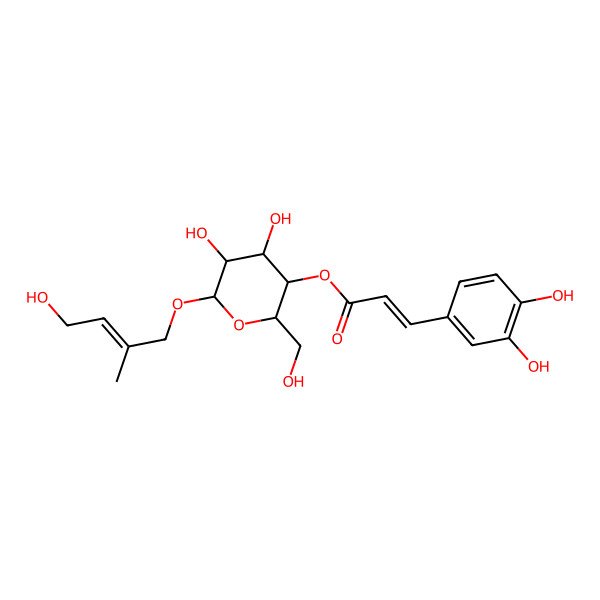 2D Structure of [(2R,3S,4S,5R,6R)-4,5-dihydroxy-2-(hydroxymethyl)-6-[(E)-4-hydroxy-2-methylbut-2-enoxy]oxan-3-yl] (E)-3-(3,4-dihydroxyphenyl)prop-2-enoate