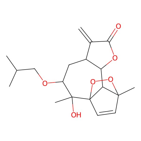 2D Structure of (1S,2R,3R,5S,9S,10S,11R)-2-hydroxy-2,11-dimethyl-6-methylidene-3-(2-methylpropoxy)-8,12,13-trioxatetracyclo[9.2.2.01,10.05,9]pentadec-14-en-7-one