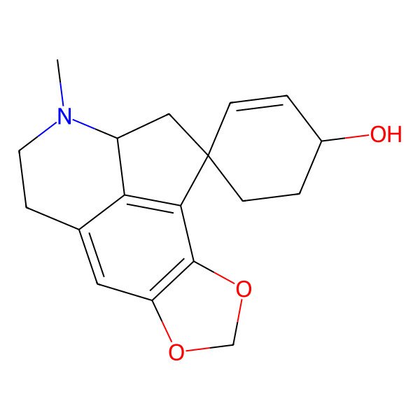 2D Structure of (1'S,12R,14S)-11-methylspiro[3,5-dioxa-11-azatetracyclo[6.6.1.02,6.012,15]pentadeca-1(15),2(6),7-triene-14,4'-cyclohex-2-ene]-1'-ol