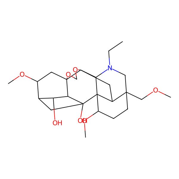2D Structure of 14-Ethyl-6,19-dimethoxy-16-(methoxymethyl)-9,11-dioxa-14-azaheptacyclo[10.7.2.12,5.01,13.03,8.08,12.016,20]docosane-2,4-diol