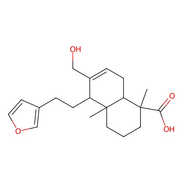 2D Structure of 5-[2-(Furan-3-yl)ethyl]-6-(hydroxymethyl)-1,4a-dimethyl-2,3,4,5,8,8a-hexahydronaphthalene-1-carboxylic acid