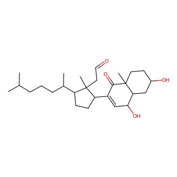 2D Structure of 2-[2-(4,6-Dihydroxy-8a-methyl-1-oxo-4,4a,5,6,7,8-hexahydronaphthalen-2-yl)-1-methyl-5-(6-methylheptan-2-yl)cyclopentyl]acetaldehyde