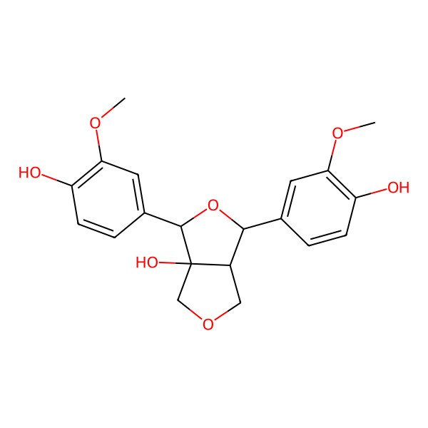 2D Structure of 4,6-bis(4-hydroxy-3-methoxyphenyl)-3,4,6,6a-tetrahydro-1H-furo[3,4-c]furan-3a-ol