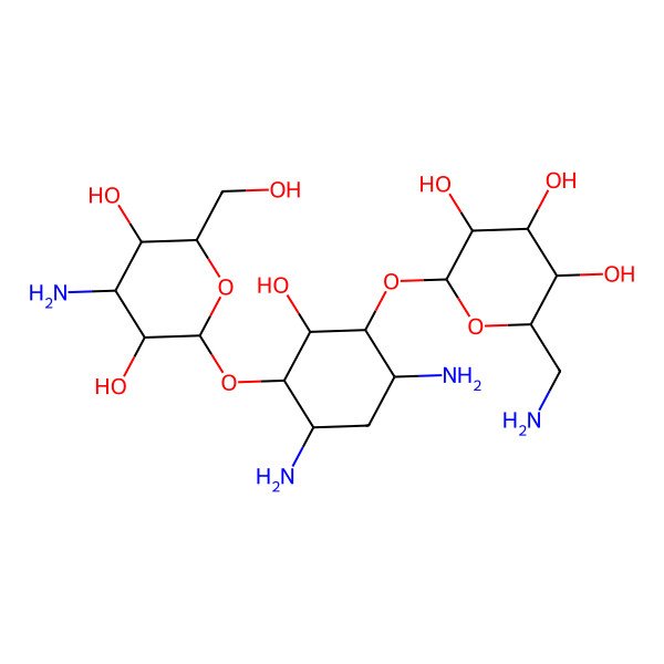2D Structure of 4,6-Diamino-3-[(6-amino-6-deoxyhexopyranosyl)oxy]-2-hydroxycyclohexyl 3-amino-3-deoxyhexopyranoside