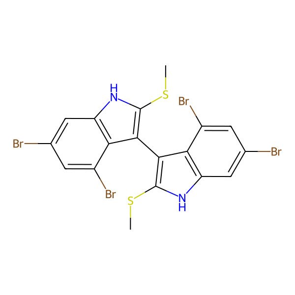 2D Structure of 4,6-dibromo-3-(4,6-dibromo-2-methylsulfanyl-1H-indol-3-yl)-2-methylsulfanyl-1H-indole