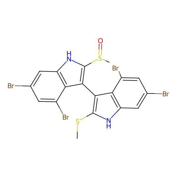 2D Structure of 4,6-dibromo-3-(4,6-dibromo-2-methylsulfinyl-1H-indol-3-yl)-2-methylsulfanyl-1H-indole
