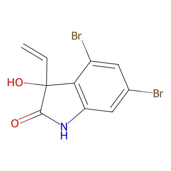 2D Structure of 4,6-dibromo-3-ethenyl-3-hydroxy-1H-indol-2-one