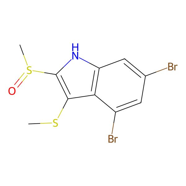 2D Structure of 4,6-dibromo-3-methylsulfanyl-2-[(R)-methylsulfinyl]-1H-indole