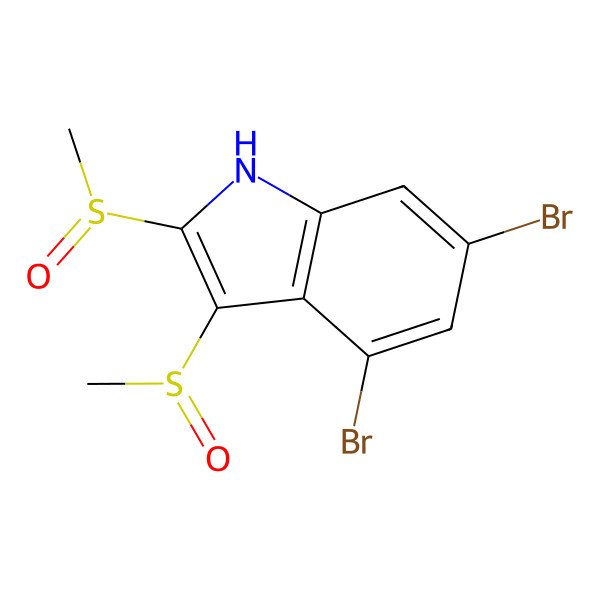 2D Structure of 4,6-dibromo-3-[(R)-methylsulfinyl]-2-[(S)-methylsulfinyl]-1H-indole