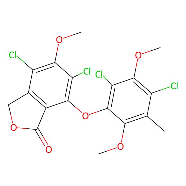 2D Structure of 4,6-dichloro-7-(2,4-dichloro-3,6-dimethoxy-5-methylphenoxy)-5-methoxy-3H-2-benzofuran-1-one