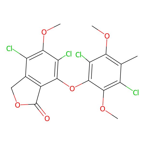 2D Structure of 4,6-dichloro-7-(2,5-dichloro-3,6-dimethoxy-4-methylphenoxy)-5-methoxy-3H-2-benzofuran-1-one