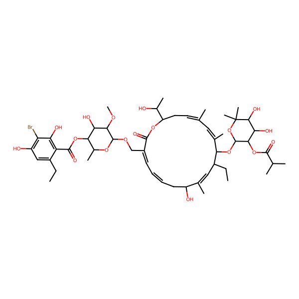 2D Structure of 4''',6'''-didechloro-4'''-bromotiacumicin B