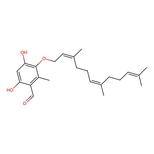 2D Structure of 4,6-Dihydroxy-2-methyl-3-(3,7,11-trimethyldodeca-2,6,10-trienoxy)benzaldehyde