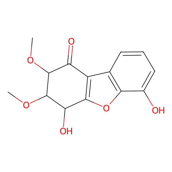 2D Structure of 4,6-dihydroxy-2,3-dimethoxy-3,4-dihydro-2H-dibenzofuran-1-one