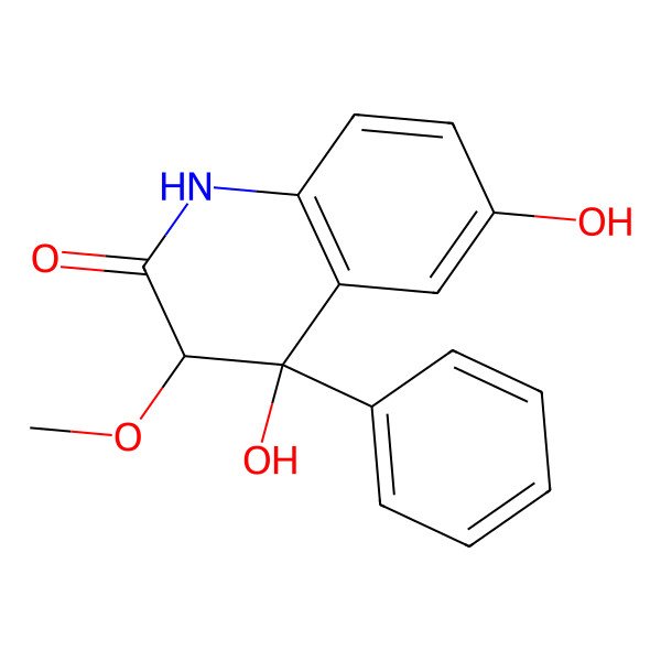 2D Structure of 4,6-Dihydroxy-3-methoxy-4-phenyl-1,3-dihydroquinolin-2-one