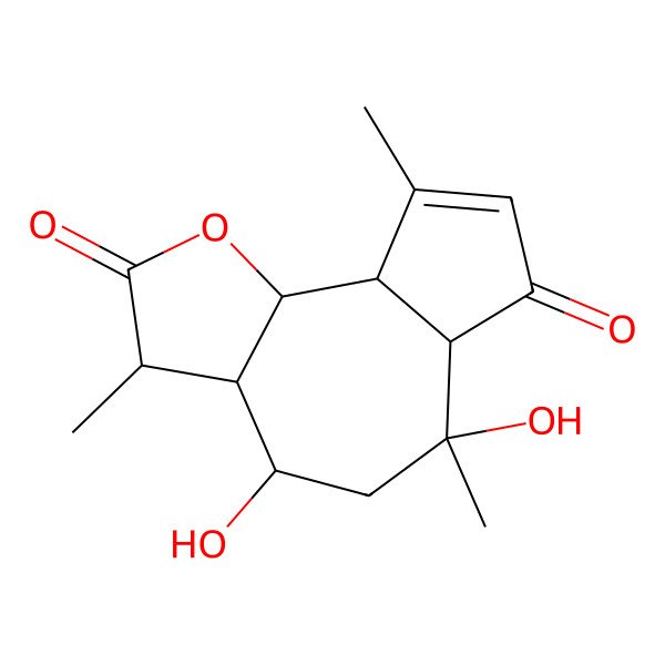 2D Structure of 4,6-dihydroxy-3,6,9-trimethyl-3a,4,5,6a,9a,9b-hexahydro-3H-azuleno[4,5-b]furan-2,7-dione