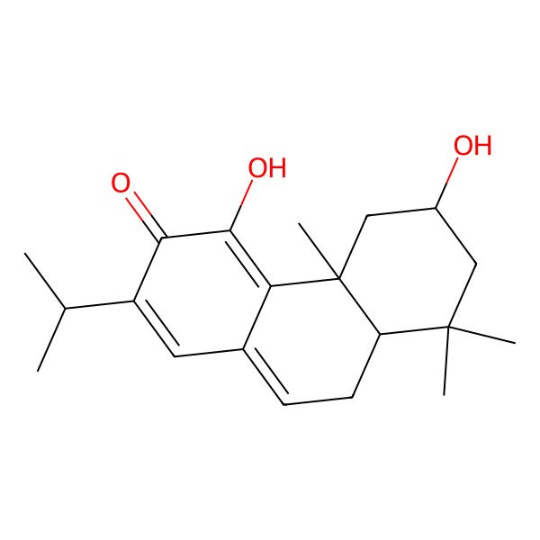 2D Structure of 4,6-dihydroxy-4b,8,8-trimethyl-2-propan-2-yl-6,7,8a,9-tetrahydro-5H-phenanthren-3-one