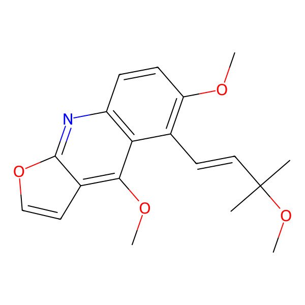 2D Structure of 4,6-dimethoxy-5-[(E)-3-methoxy-3-methylbut-1-enyl]furo[2,3-b]quinoline
