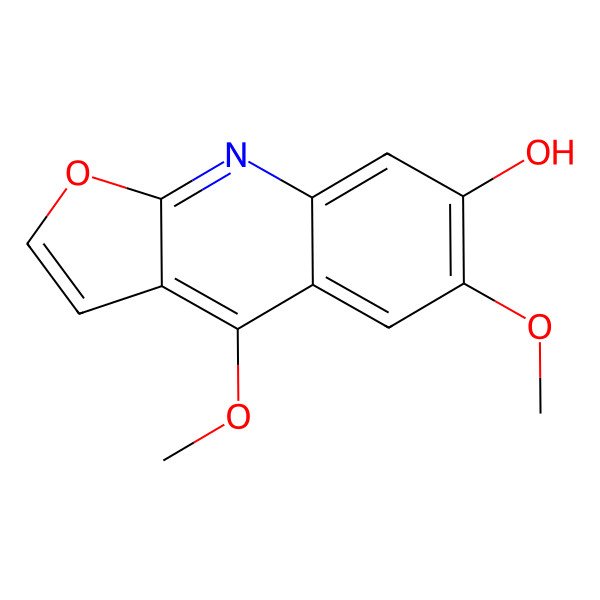 2D Structure of 4,6-dimethoxy-9H-furo[2,3-b]quinolin-7-one