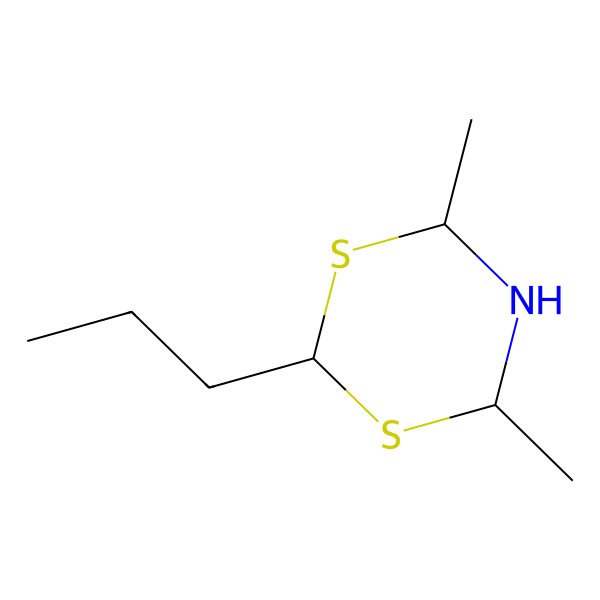 2D Structure of 4,6-Dimethyl-2-propyl-1,3,5-dithiazinane