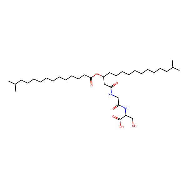 2D Structure of 3-Hydroxy-2-[[2-[[14-methyl-3-(13-methyltetradecanoyloxy)pentadecanoyl]amino]acetyl]amino]propanoic acid
