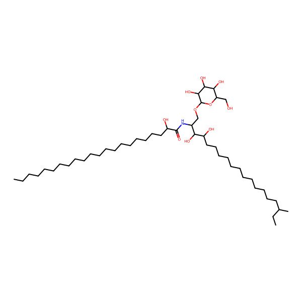 2D Structure of (2R)-N-[(2S,3S,4R,17R)-3,4-dihydroxy-17-methyl-1-[(2R,3R,4S,5S,6R)-3,4,5-trihydroxy-6-(hydroxymethyl)oxan-2-yl]oxynonadecan-2-yl]-2-hydroxydocosanamide