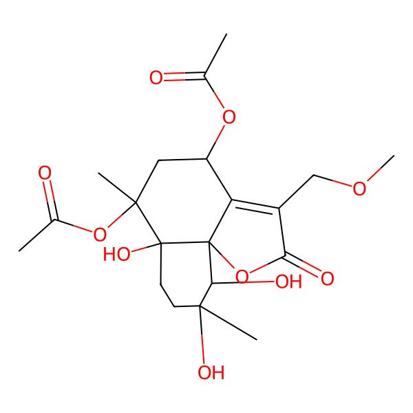 2D Structure of [(4S,6R,6aS,9R,10S,10aR)-6-acetyloxy-6a,9,10-trihydroxy-3-(methoxymethyl)-6,9-dimethyl-2-oxo-5,7,8,10-tetrahydro-4H-benzo[h][1]benzofuran-4-yl] acetate