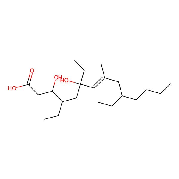2D Structure of 4,6,10-Triethyl-3,6-dihydroxy-8-methyltetradec-7-enoic acid