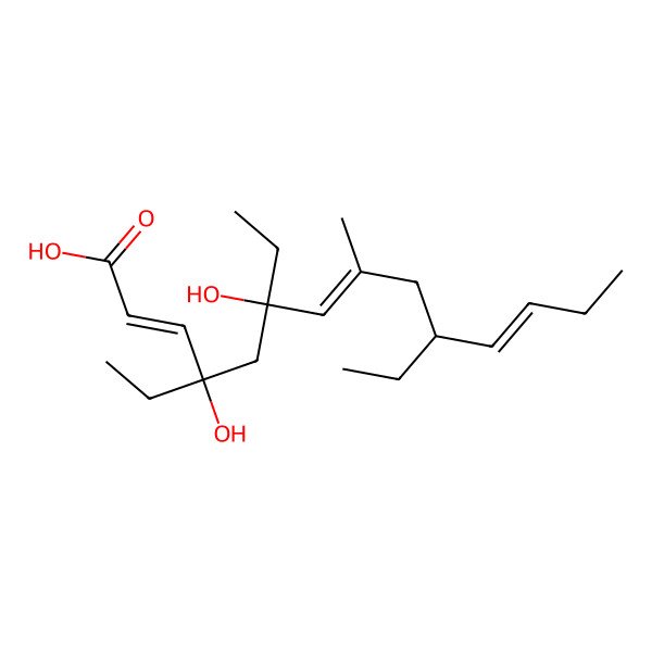 2D Structure of 4,6,10-Triethyl-4,6-dihydroxy-8-methyltetradeca-2,7,11-trienoic acid