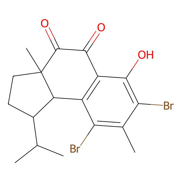 2D Structure of 7,9-Dibromo-6-hydroxy-3a,8-dimethyl-1-propan-2-yl-1,2,3,9b-tetrahydrocyclopenta[a]naphthalene-4,5-dione