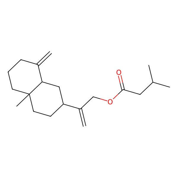 2D Structure of 2-[(2R,4aR,8aS)-4a-methyl-8-methylidene-1,2,3,4,5,6,7,8a-octahydronaphthalen-2-yl]prop-2-enyl 3-methylbutanoate