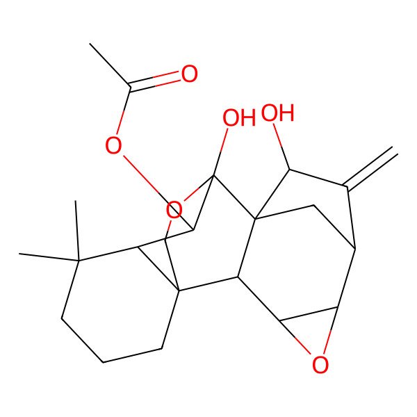 2D Structure of [(1R,2S,3R,5S,6R,8R,9R,10S,11S,12R)-8,10-dihydroxy-13,13-dimethyl-7-methylidene-4,18-dioxahexacyclo[8.6.2.16,9.01,12.02,9.03,5]nonadecan-11-yl] acetate