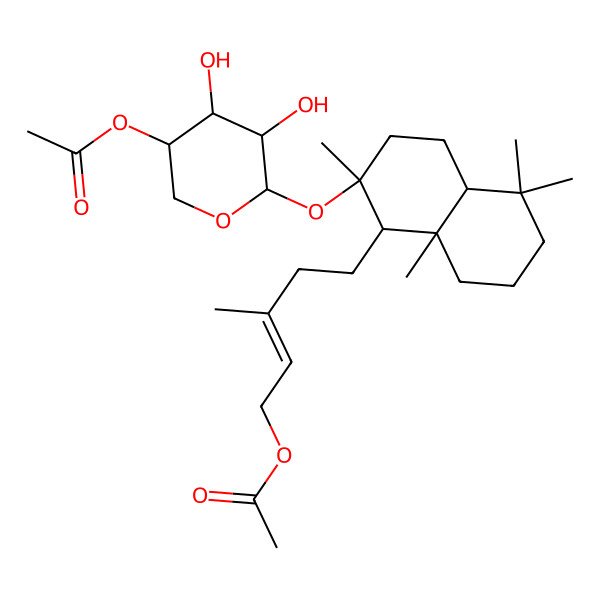 2D Structure of [5-[2-(5-acetyloxy-3,4-dihydroxyoxan-2-yl)oxy-2,5,5,8a-tetramethyl-3,4,4a,6,7,8-hexahydro-1H-naphthalen-1-yl]-3-methylpent-2-enyl] acetate