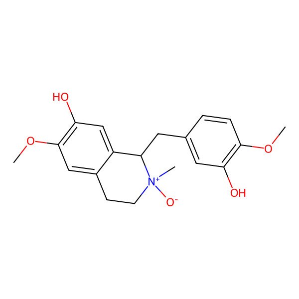 2D Structure of (1S)-1-[(3-hydroxy-4-methoxyphenyl)methyl]-6-methoxy-2-methyl-2-oxido-3,4-dihydro-1H-isoquinolin-2-ium-7-ol