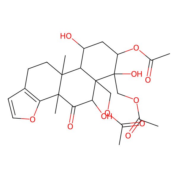 2D Structure of [7-acetyloxy-5a-(acetyloxymethyl)-5,6,9-trihydroxy-3b,9b-dimethyl-4-oxo-7,8,9,9a,10,11-hexahydro-5H-naphtho[1,2-g][1]benzofuran-6-yl]methyl acetate