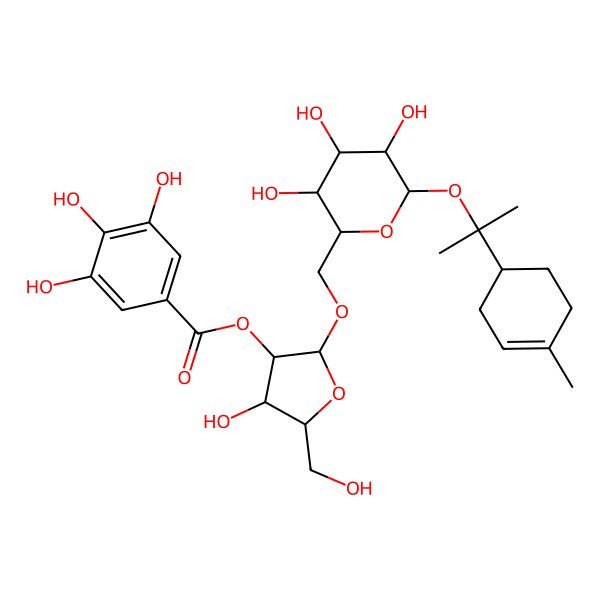 2D Structure of [4-Hydroxy-5-(hydroxymethyl)-2-[[3,4,5-trihydroxy-6-[2-(4-methylcyclohex-3-en-1-yl)propan-2-yloxy]oxan-2-yl]methoxy]oxolan-3-yl] 3,4,5-trihydroxybenzoate