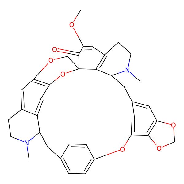 2D Structure of (12S,20S,31R)-18-methoxy-13,30-dimethyl-2,5,7,22,39-pentaoxa-13,30-diazanonacyclo[31.2.2.13,10.112,16.120,24.123,27.04,8.026,31.020,40]hentetraconta-1(35),3(41),4(8),9,16(40),17,23,25,27(38),33,36-undecaen-19-one