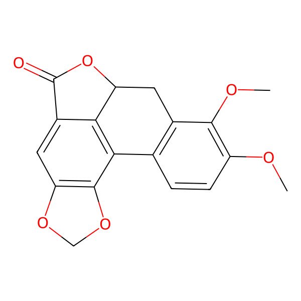 2D Structure of (11R)-14,15-dimethoxy-3,5,10-trioxapentacyclo[9.7.1.02,6.08,19.013,18]nonadeca-1(19),2(6),7,13(18),14,16-hexaen-9-one