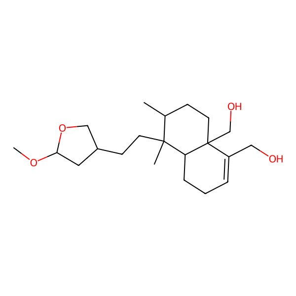 2D Structure of [8a-(Hydroxymethyl)-5-[2-(5-methoxyoxolan-3-yl)ethyl]-5,6-dimethyl-3,4,4a,6,7,8-hexahydronaphthalen-1-yl]methanol