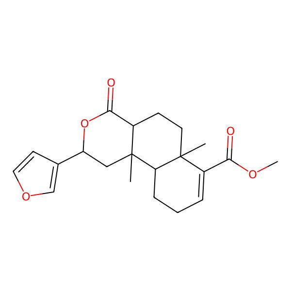 2D Structure of Methyl 2-(furan-3-yl)-6a,10b-dimethyl-4-oxo-1,2,4a,5,6,9,10,10a-octahydrobenzo[f]isochromene-7-carboxylate