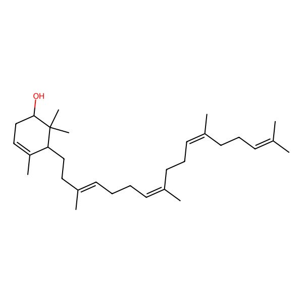 2D Structure of 4,6,6-Trimethyl-5-(3,8,12,16-tetramethylheptadeca-3,7,11,15-tetraenyl)cyclohex-3-en-1-ol